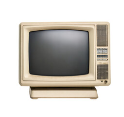 Close up of old computer monitor isolated on transparent background, png file