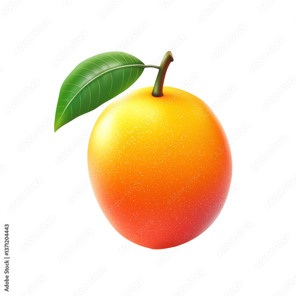 Poster fresh mango surrounded by a transparent background, showcasing its vibrant color and smooth texture,