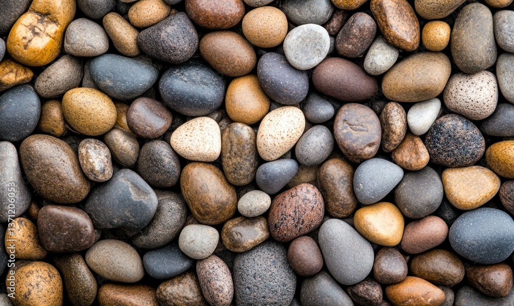 Poster an array of smooth river rocks offers a textured and naturally calming surface, ideal for background