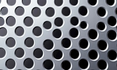 Detailed silver metal featuring a uniform pattern of round perforations creating a modern aesthetic.