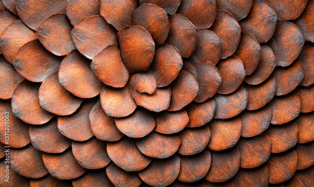 Poster Intricate overlapping scales of a pine cone create a captivating natural pattern and texture.
