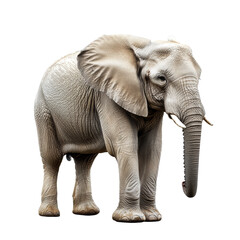 Fototapeta premium An elephant standing in isolation against a pure transparent background showcasing its unique features and gracefulness, Elephant isolated transparent background