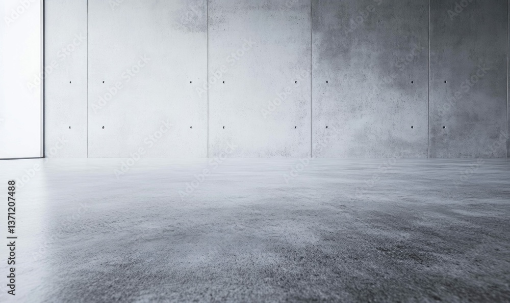 Poster An empty concrete room features a minimalist design with clean lines and textured surfaces.