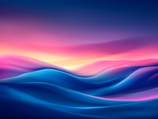Abstract Colorful Waves Landscape Sunset Digital Art