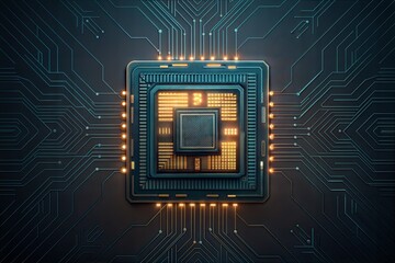 3D rendering of a quantum computing processor, symbolizing advanced computing technology. (3d-icon)