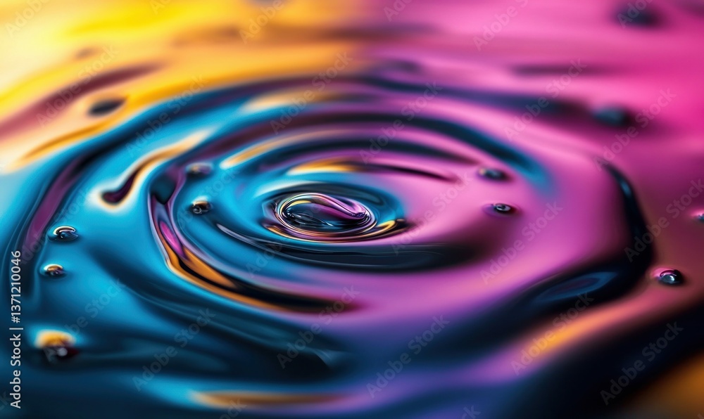 Poster abstract and vibrant liquids swirl with mesmerizing depth and color gradients in this macro photogra