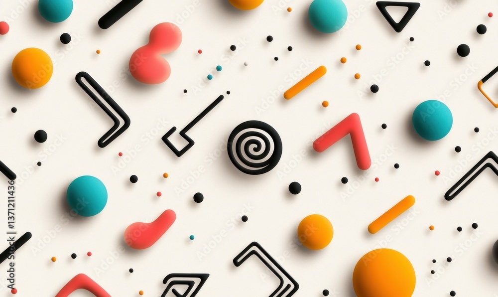 Aufkleber vibrant geometric shapes in a playful arrangement form a dynamic and modern abstract background.
