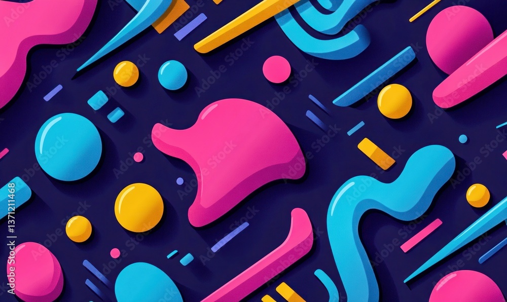Poster a vibrant abstract background featuring a playful assortment of colorful geometric shapes and design