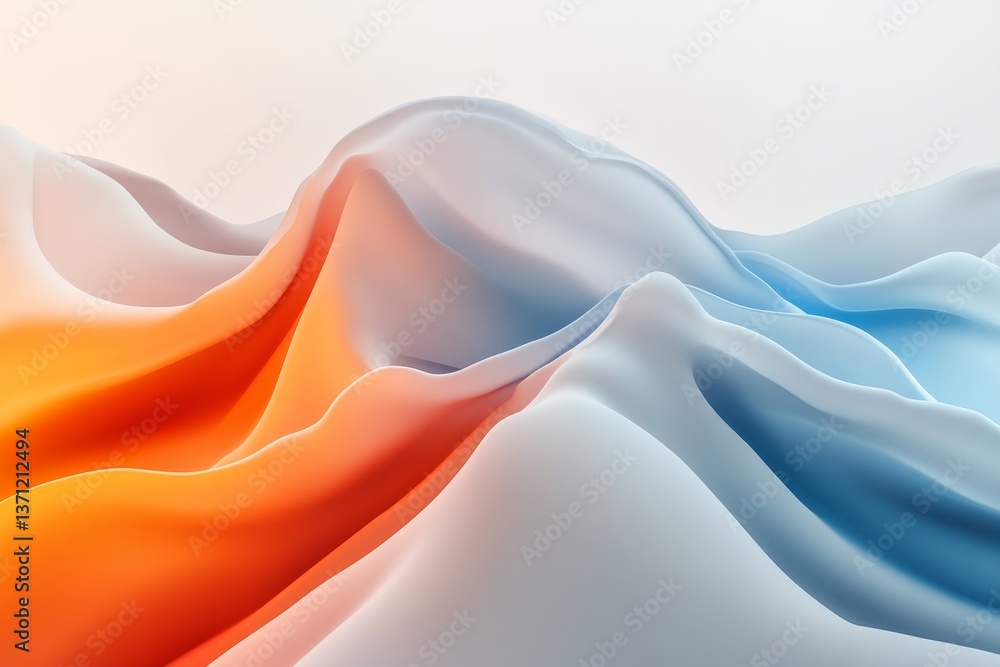 Poster elegant abstract background featuring soft orange and blue waves on a light gradient canvas
