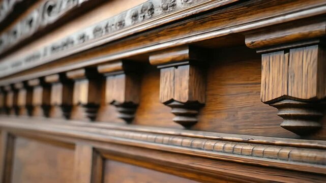 A close-up of masterful joinery work, a skilled carpenter fitting perfect mortise and tenon joints, detailed wood textures captured in rich earthy tones