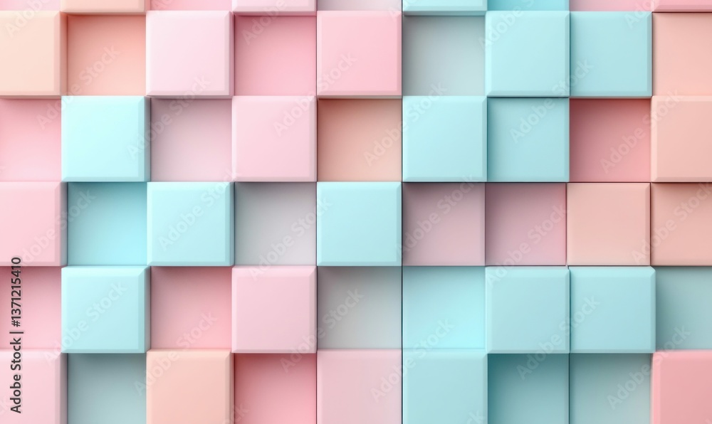 Poster a playful pastel cube design creates a modern and dynamic abstract 3d background.