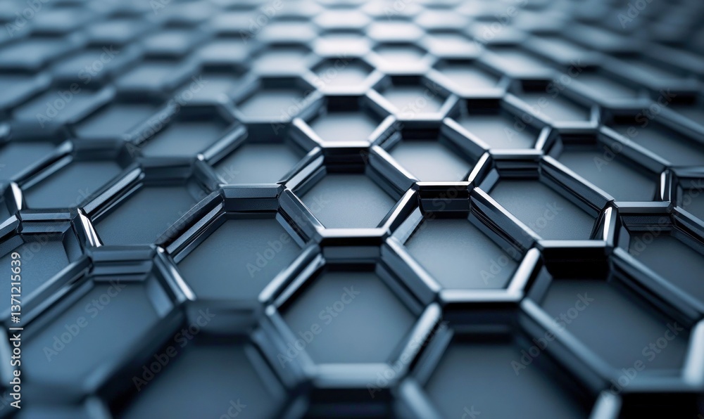 Poster abstract hexagonal metallic structure creating a futuristic and technological background with clean 