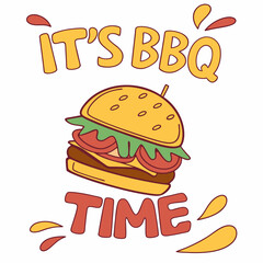 It's BBQ Time: Delicious Burger Illustration with Retro Style