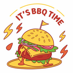 Delicious BBQ Burger with It's BBQ Time Design