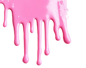 Pink Glossy Paint Dripping on Transparent Background, PNG