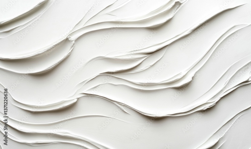 Poster Close-up of a textured white surface with undulating strokes creating a dynamic and artistic background.