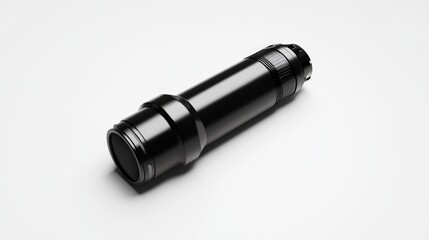 Black Cylindrical Microphone on White Background