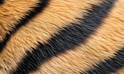 Close-up reveals the stunning black stripes and orange fur of a Bengal tiger's coat.