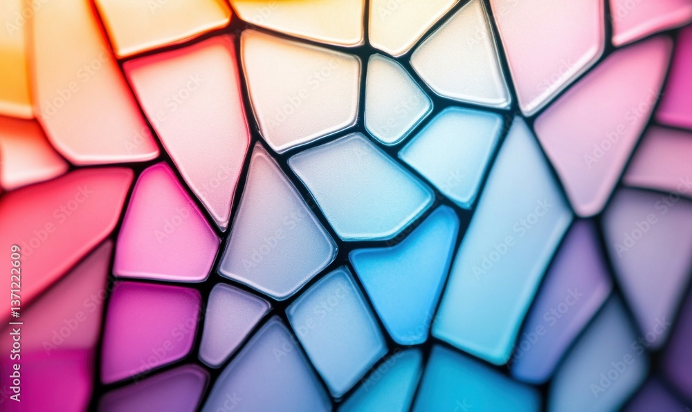 Poster a vibrant abstract design featuring a geometric pattern of multicolored fragments with a stained gla
