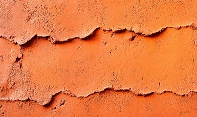Obraz premium An orange plaster wall featuring rugged lines showcases a naturally weathered, textured surface.