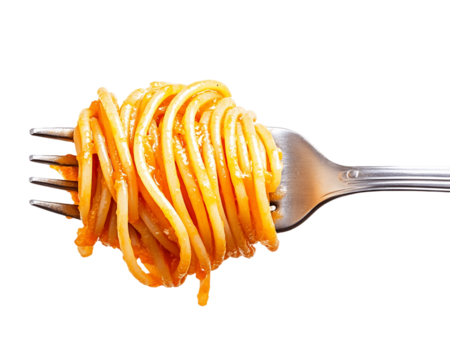 Spaghetti with Tomato Sauce on a Fork, PNG