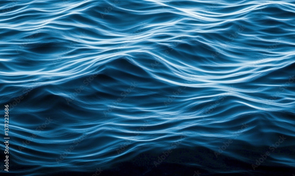 Poster close-up of undulating ocean waves forming a mesmerizing blue pattern, perfect for backgrounds.