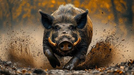 Raven flying through a stormy sky