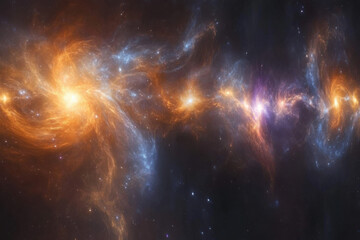 Fototapeta premium Nebula clouds swirling and emitting light in deep space