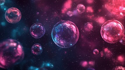 Fototapeta premium Cosmic collision of multiverse bubbles in dark matter foam abstract art digital universe vibrant colors