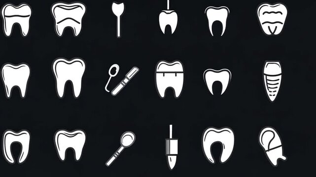 Collection of Dental Clinic Elements in Thin Line Style Illustrations Generative AI
