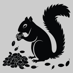 a squirrel stuffing its cheeks with food silhouette vector design art and illustration