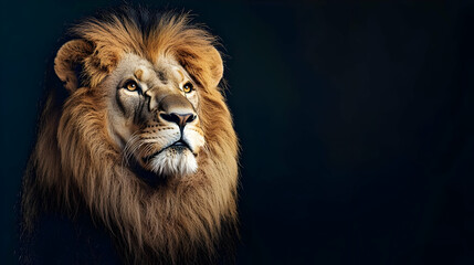 Fototapeta premium Portrait Of Majestic Lion In Dark Background
