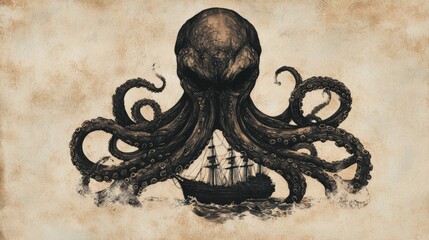 Kraken tattoo design featuring negative space artistic showcase ocean environment unique perspective