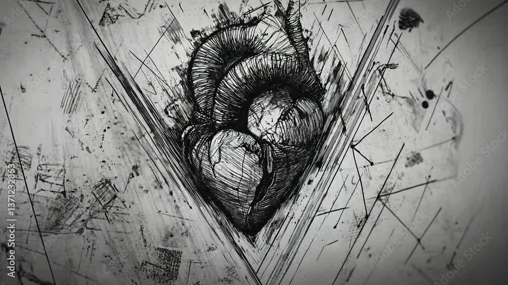 Aufkleber heart illustration with intricate design and artistic elements generative ai