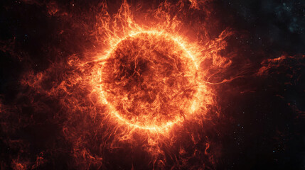 Fototapeta premium Dynamic plasma storm on star surface cosmic environment gigapixel image celestial viewpoint