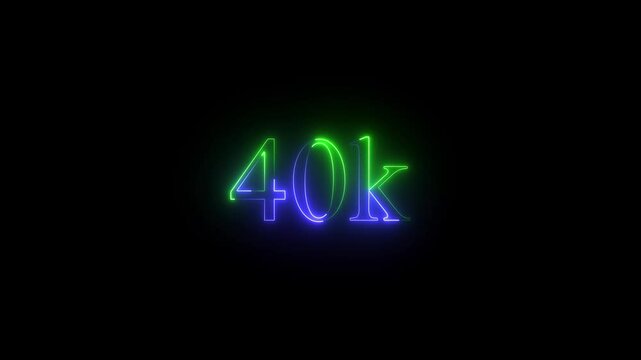 40K subscribers modern animation banner design 
 Glowing neon line with 40k Ultra  technology icon isolated on black background .