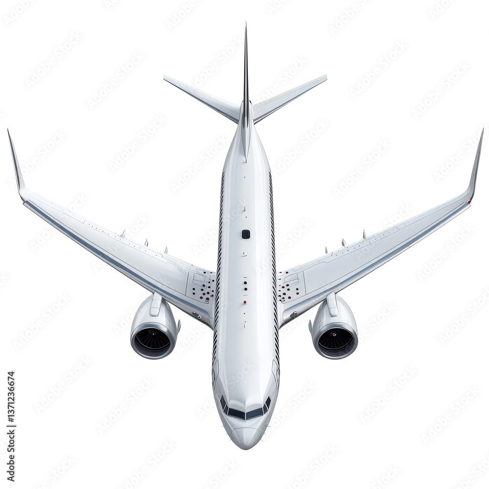 Poster aerial view of a conventional airplane against a clean transparent background, showcasing its sleek 