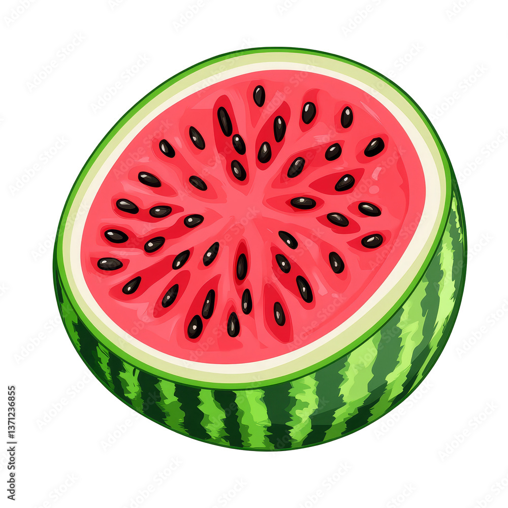 Poster freshly sliced watermelon on a transparent background showcasing vibrant colors and textures for sum