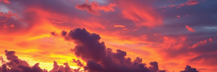 Fototapeta premium Fiery orange and yellow light dominates the sky during this stunning sunset