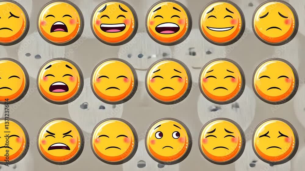 Poster joyful collection of expressive faces in vibrant colors generative ai