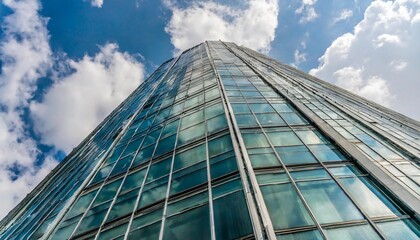 Clouds Mirrored on Skyscraper Glass Rising High in a Modern World