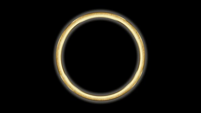 Seamless looping gold circle animation with glowing effect on black background