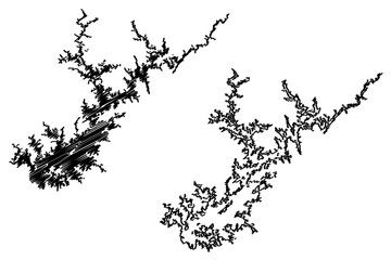 Lake Lanier Reservoir (United States of America, North America, us, usa, Georgia) map vector illustration, scribble sketch Sidney Lanier or Buford Dam map
