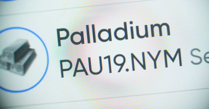 Palladium index display with pau19.nym symbol on stock trading screen