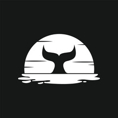 whale and sun icon vector illustration template design