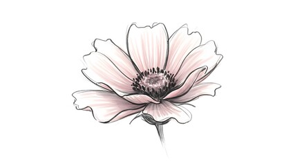 Obraz premium Minimalistic pink flower sketch