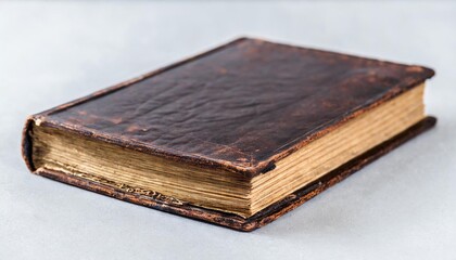 Old Leather Book Cut Out Seamlessly Against a Void with Pages and Spine Clear