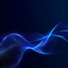 Futuristic blue wavy lines with digital glowing elements image