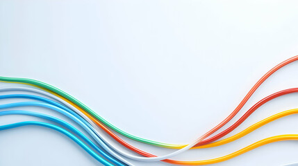 Naklejka premium Colorful Wavy Cables On White Background