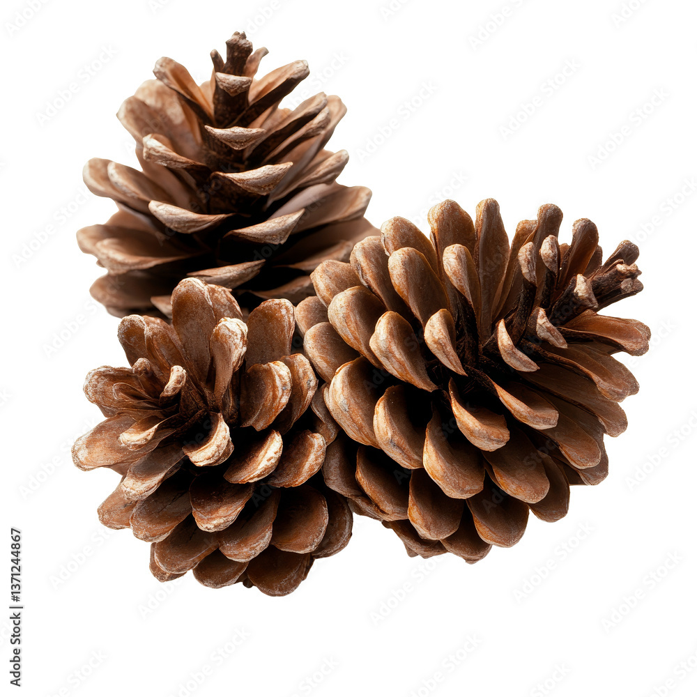 Poster natural pine cones isolated on a transparent background showcasing their intricate textures and uniq